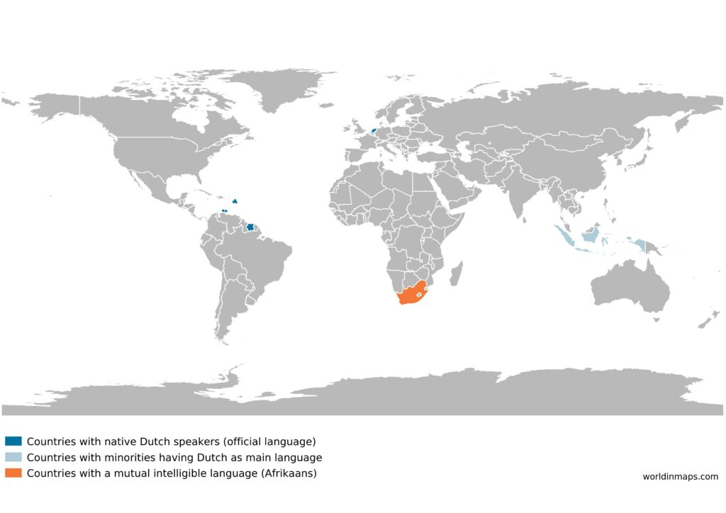 World map of the Dutch language