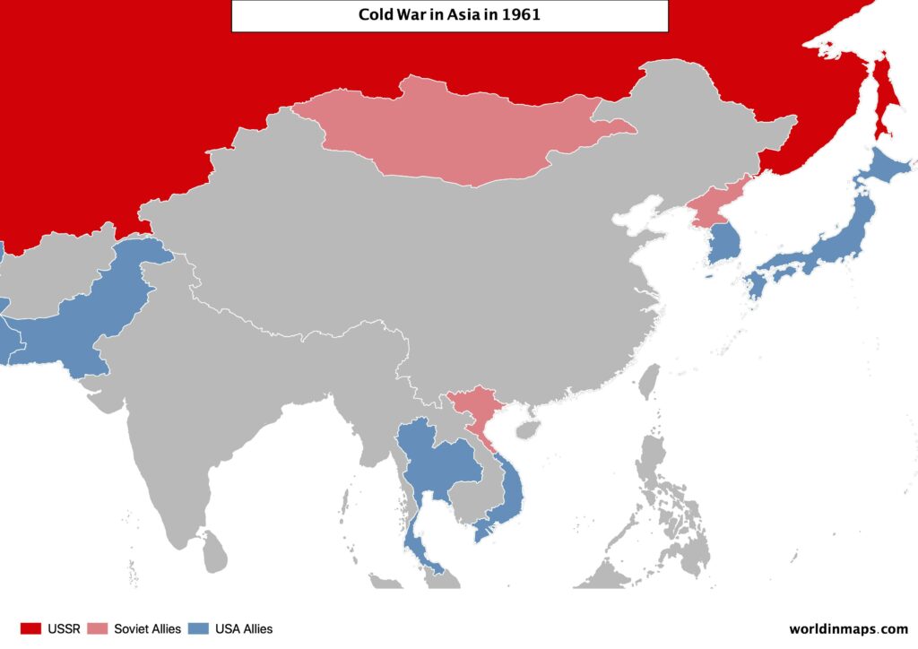 Cold war map of Asia in 1961