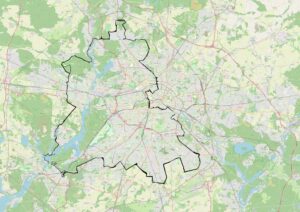 Map of the Berlin wall during the Cold War