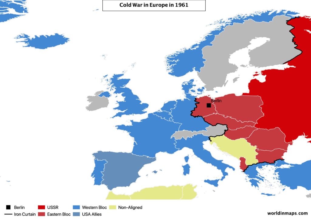 Cold war map of Europe in 1961
