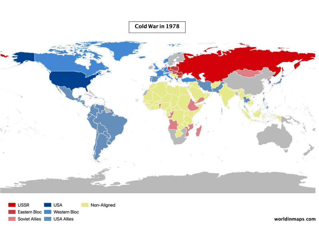 Cold war world map in 1978