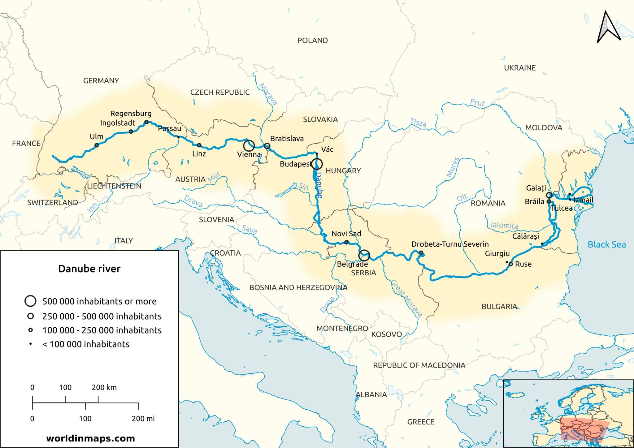 Danube River Map 2048x1448 