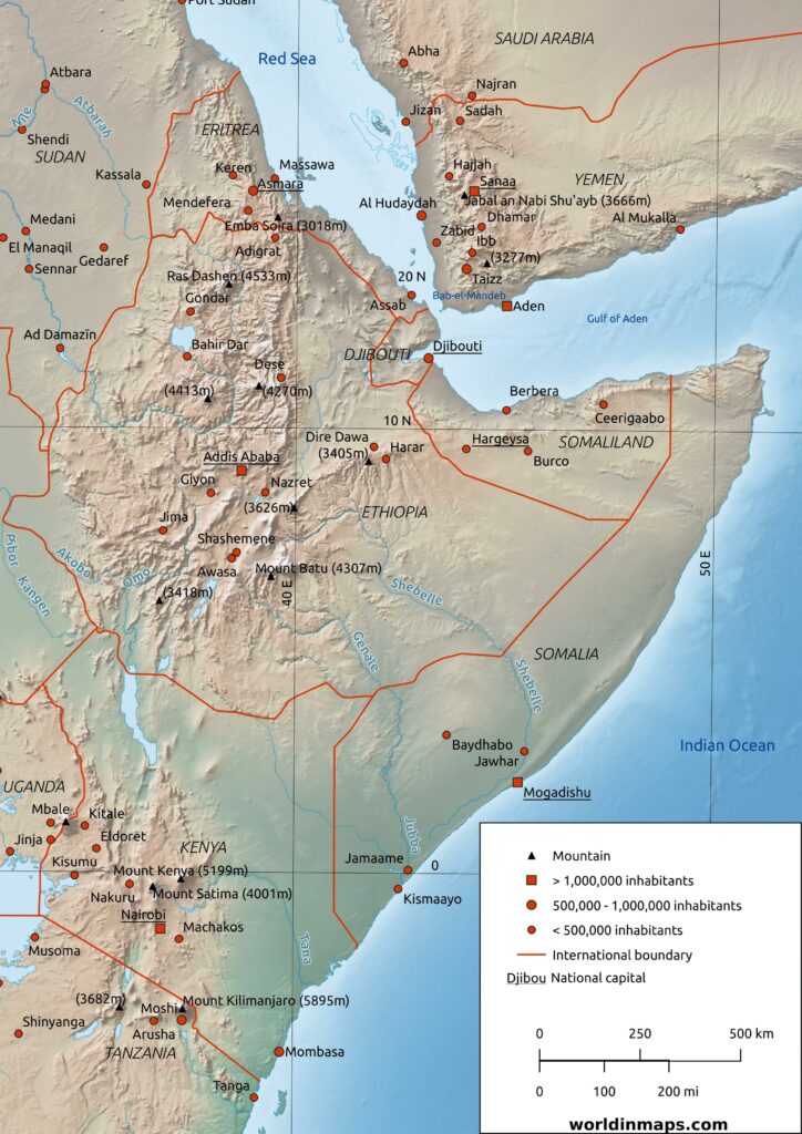 Map of the Horn of Africa