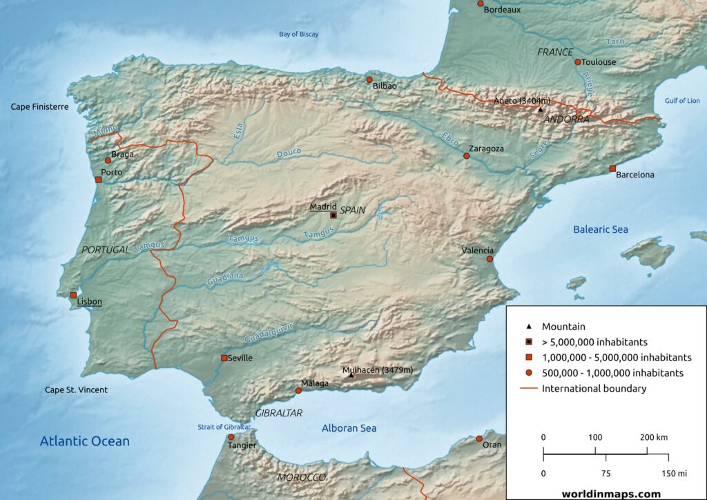 Map of the Iberian peninsula