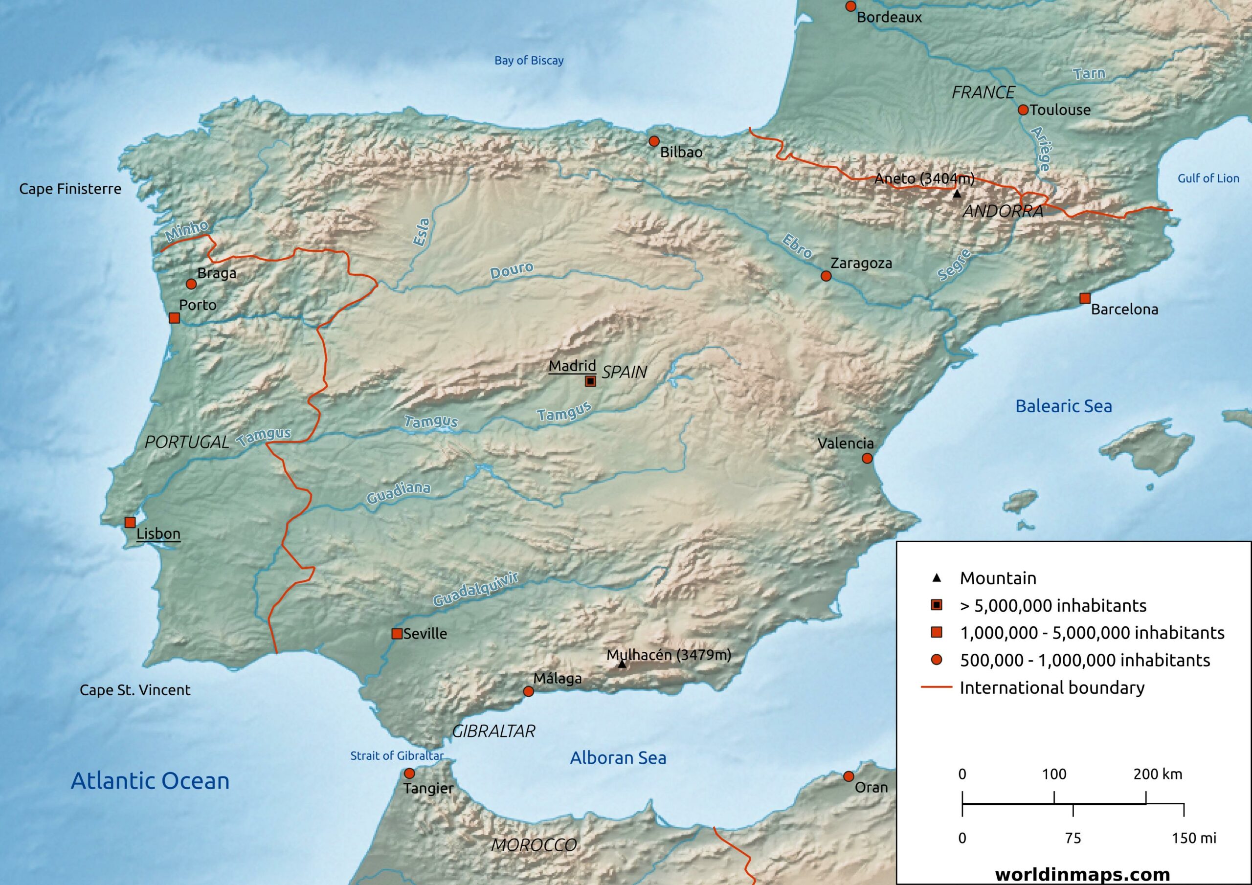 Map Iberian Peninsula Scaled 