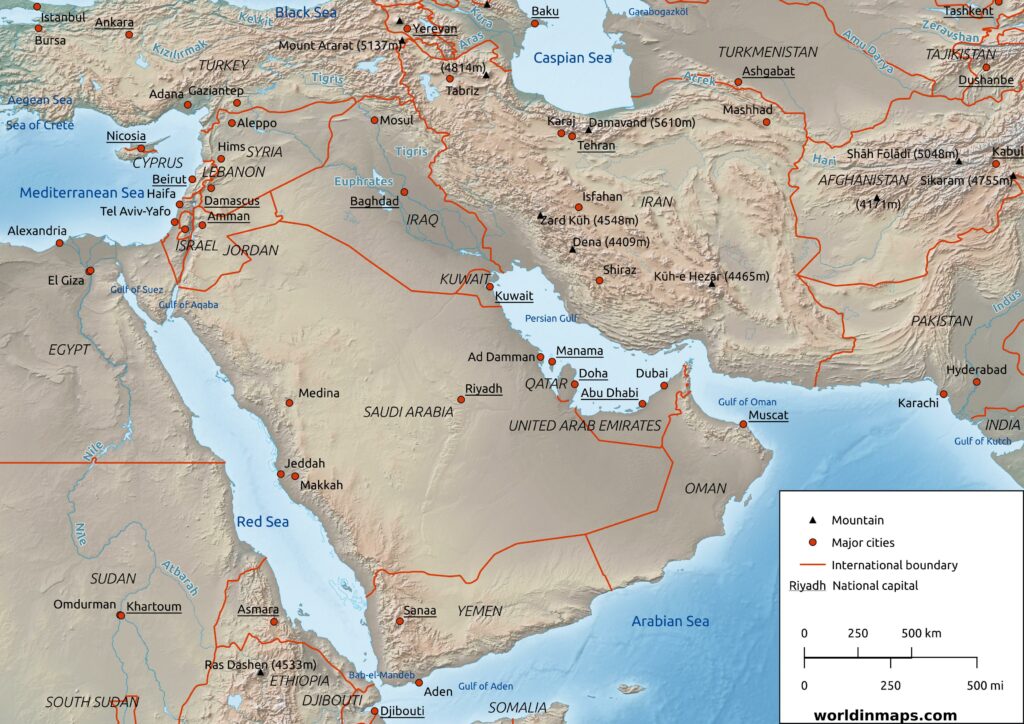 Map of the Middle East