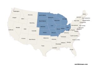 Map of the Midwest States