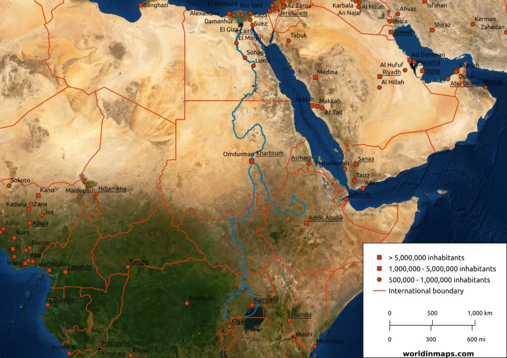 Nile River satellite map