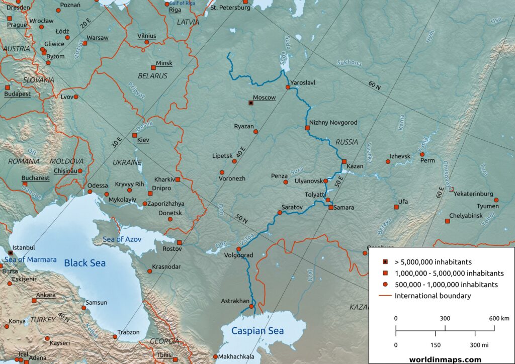 Volga river map